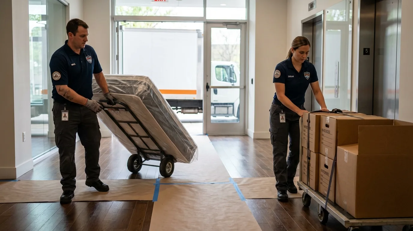 Professional apartment movers loading elevator in Gold Bar, WA