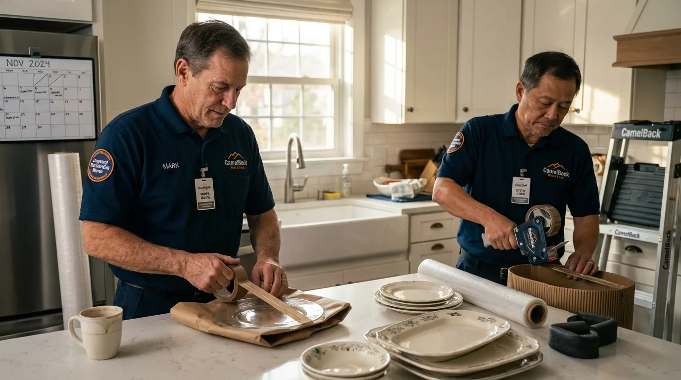 Professional crew packing kitchen dishware in Gold Bar, WA